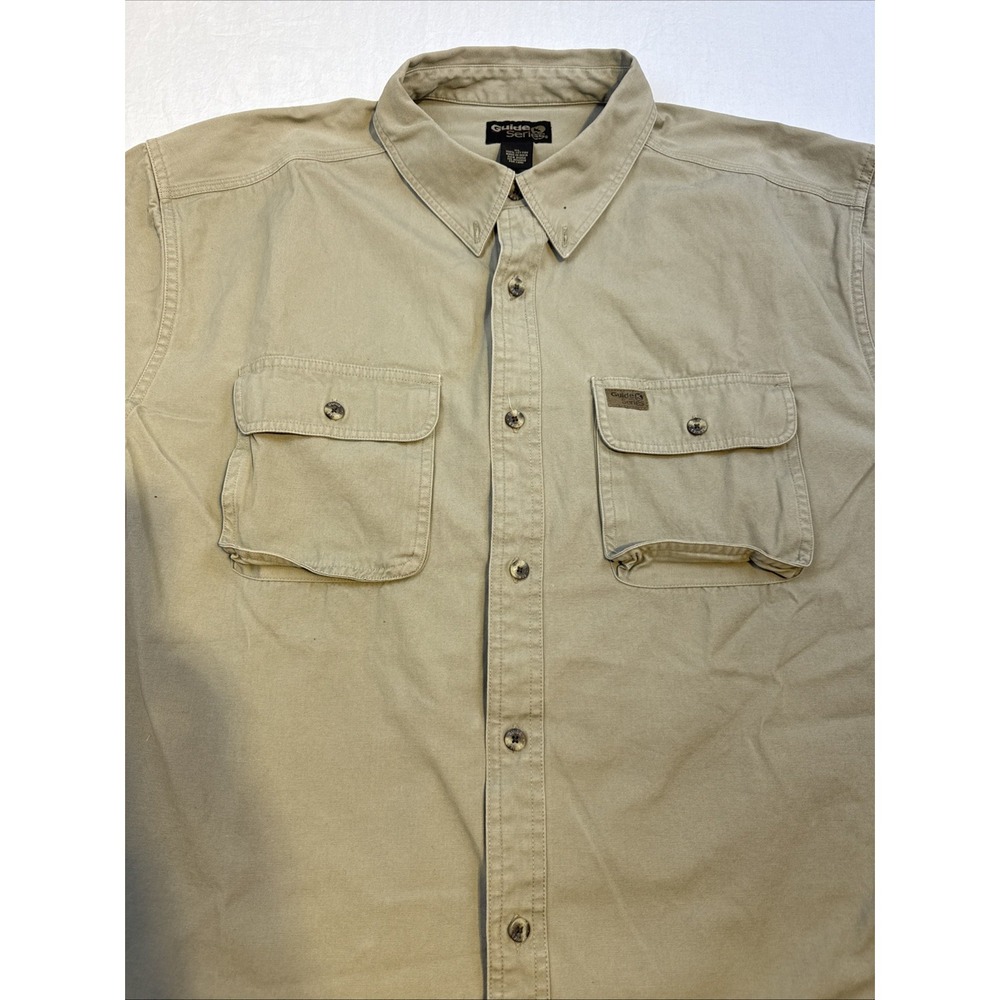 Guide Series SHIRT MENS XL Cotton Khaki S/S Button Up Outdoor Hunting Fishing
